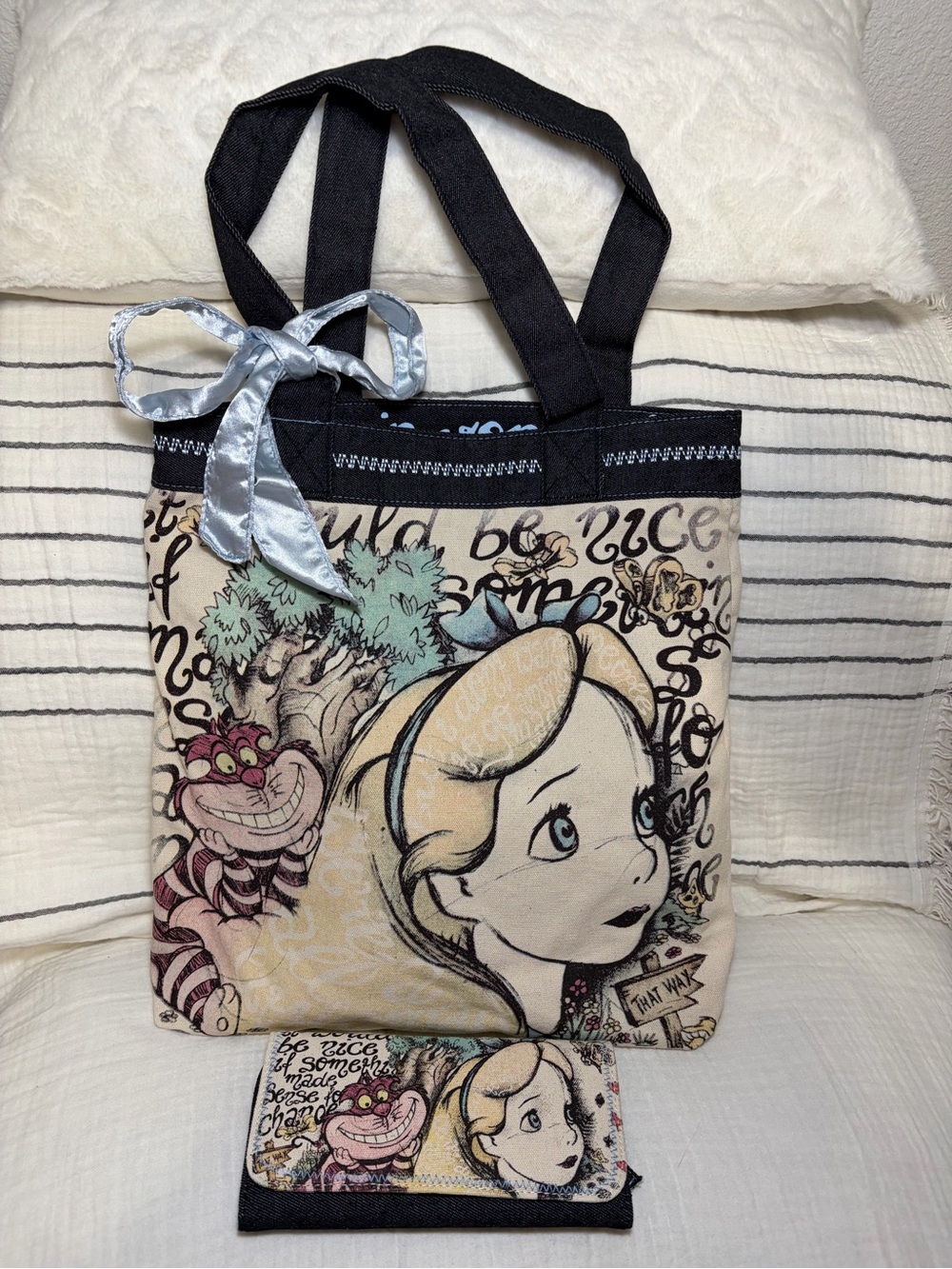 Loungefly Disney Alice in Wonderland Canvas Tote Bag AND Wallet Rare